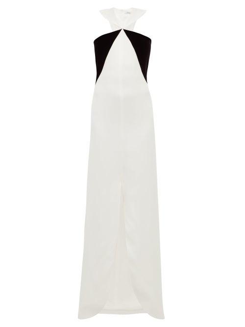 Matchesfashion.com Givenchy - Velvet Panel Crepe Gown - Womens - Black White