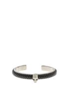 Alexander Mcqueen Woven-leather And Metal Skull Cuff