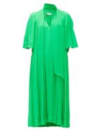 Matchesfashion.com Victoria Beckham - Pussy-bow Pleated Crepe Midi Dress - Womens - Green