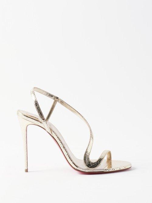Christian Louboutin - Rosalie 100 Metallic-leather Sandals - Womens - Platinum