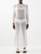 Khaite - Opal Open-knit Cotton-blend Maxi Dress - Womens - Ivory