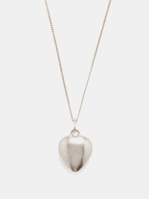 Saint Laurent - Heart-charm Long Necklace - Mens - Silver