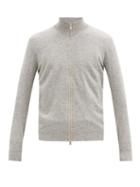 Matchesfashion.com Brunello Cucinelli - Stand-neck Cashmere Track Top - Mens - Grey