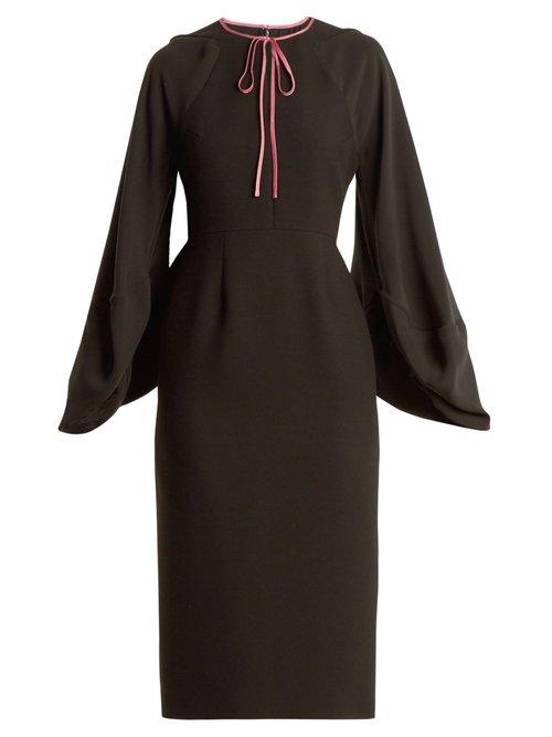 Matchesfashion.com Roksanda - Atlen Puff Sleeved Crepe Cady Pencil Dress - Womens - Black