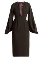 Matchesfashion.com Roksanda - Atlen Puff Sleeved Crepe Cady Pencil Dress - Womens - Black