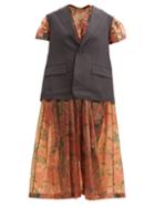 Junya Watanabe - Layered Floral-print Lam Dress - Womens - Orange Multi
