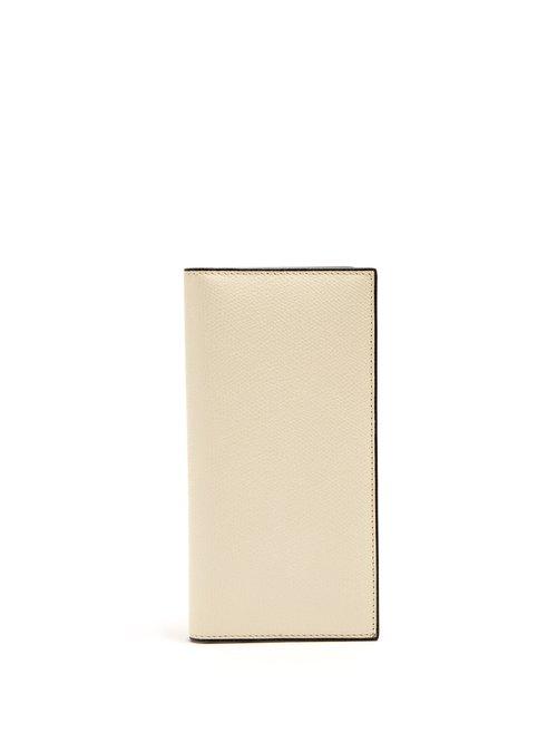 Matchesfashion.com Valextra - Vertical Grained Leather Wallet - Mens - Cream