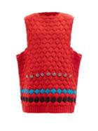 Raf Simons - Crystal-embellished Wool Sleeveless Sweater - Womens - Red