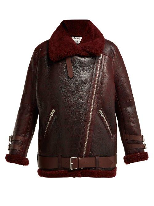 Matchesfashion.com Acne Studios - Velocite Shearling Jacket - Womens - Burgundy