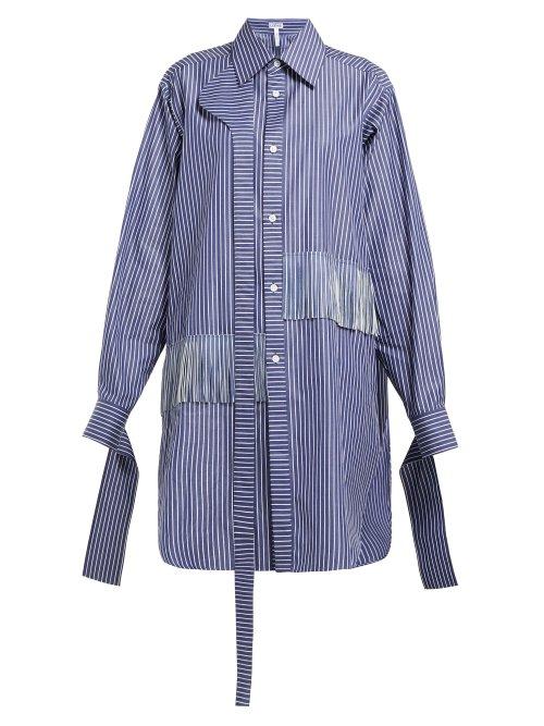 Matchesfashion.com Loewe - Striped Cotton Poplin Shirt - Womens - Blue Stripe