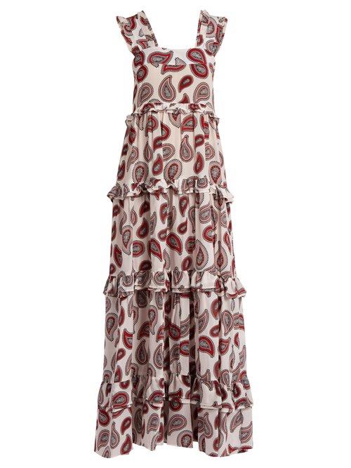 Matchesfashion.com Dodo Bar Or - Kat Paisley Print Silk Maxi Dress - Womens - White Print