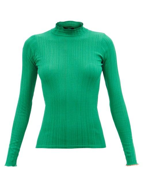 La Fetiche - Booth Rib-knitted Cotton Roll-neck Sweater - Womens - Green