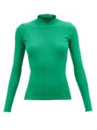 La Fetiche - Booth Rib-knitted Cotton Roll-neck Sweater - Womens - Green