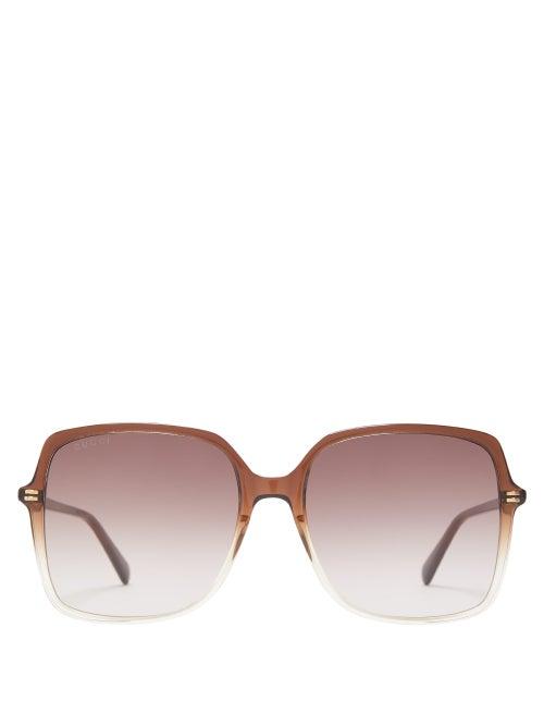 Matchesfashion.com Gucci - Oversized Square Acetate Sunglasses - Womens - Dark Brown