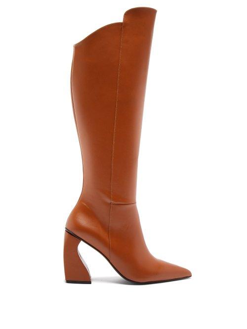 Matchesfashion.com Marques'almeida - Point Toe Leather Knee High Boots - Womens - Tan
