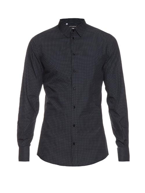 Dolce & Gabbana Micro-dot Print Cotton-poplin Shirt