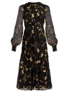 Matchesfashion.com Erdem - Carwen Lismore Embroidery Organza Dress - Womens - Black Print