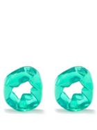 Completedworks - Scrunched Resin Hoop Earrings - Womens - Green
