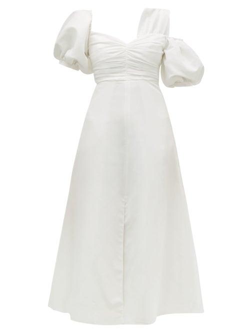Matchesfashion.com Self-portrait - Puff Sleeve Taffeta Dress - Womens - Ivory