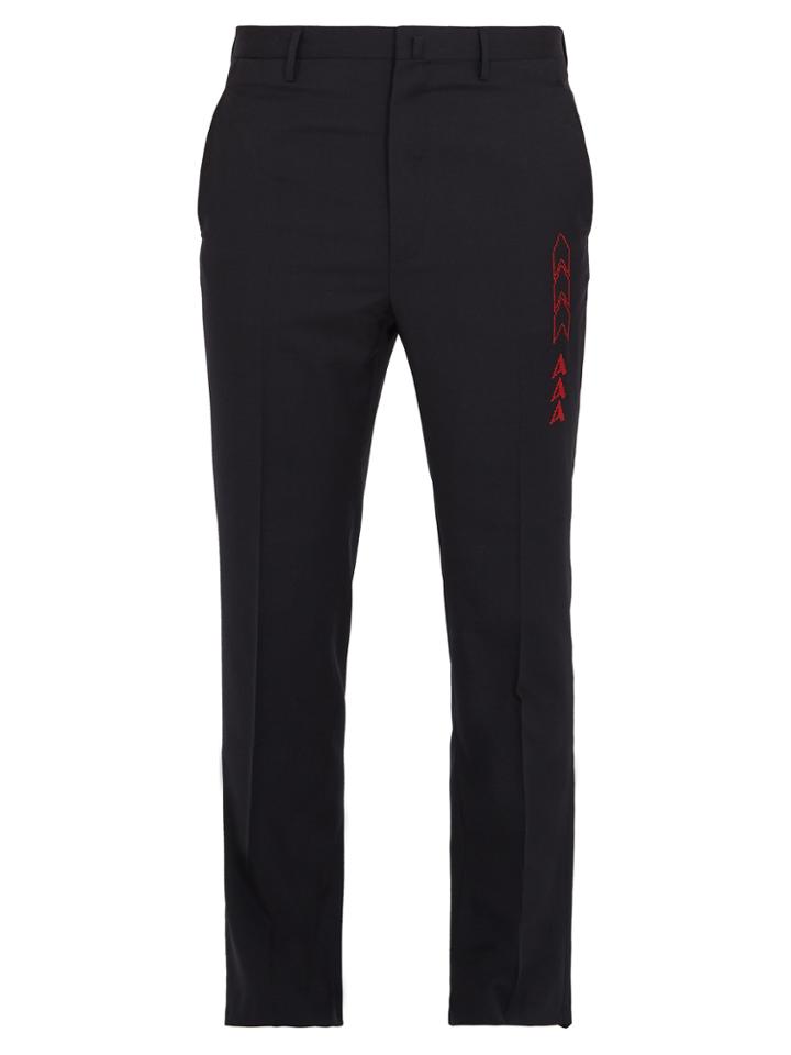 Lanvin Arrow-embroidered Slim-leg Wool Trousers