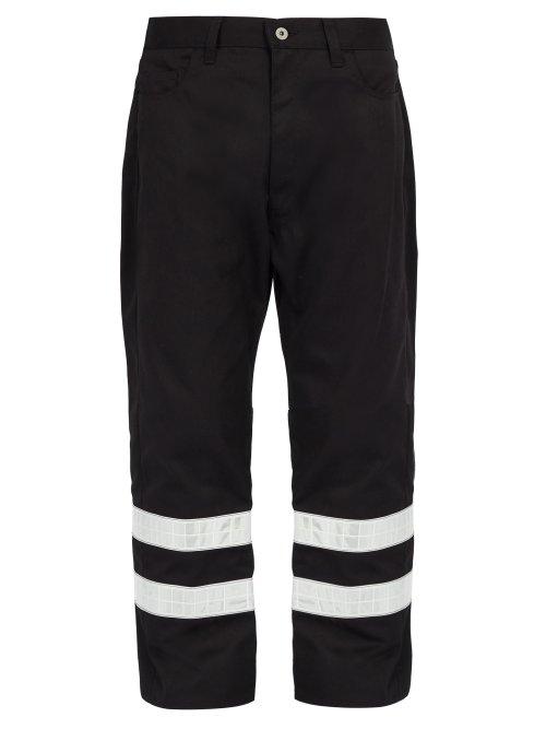 Matchesfashion.com Junya Watanabe - Reflective Strip Cotton Blend Trousers - Mens - Black