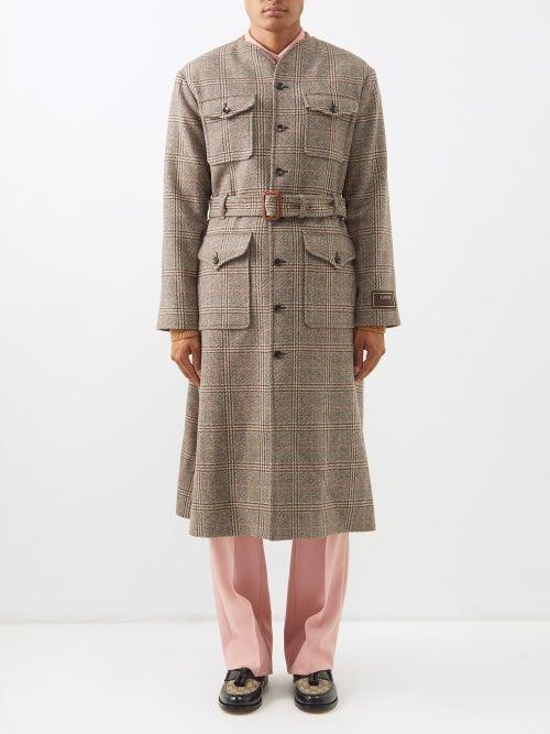 Gucci - Prince Of Wales-check Wool-blend Coat - Mens - Beige Multi