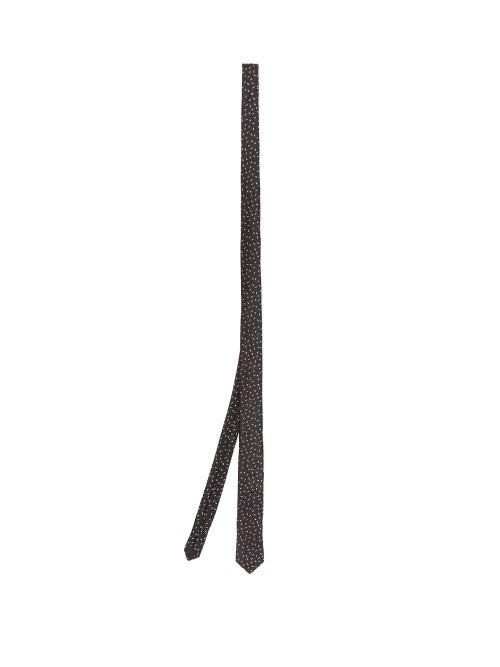 Matchesfashion.com Saint Laurent - Confetti Stitched Silk Blend Twill Tie - Mens - Black