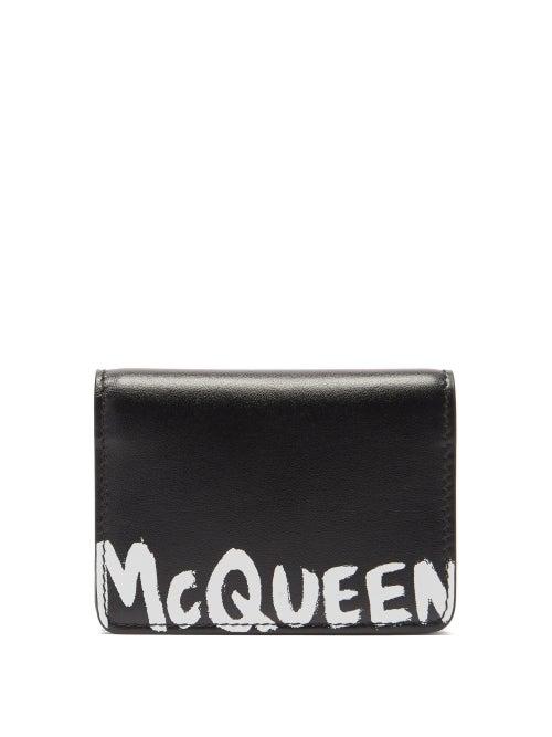 Mens Accessories Alexander Mcqueen - Graffiti-print Leather Cardholder - Mens - Black