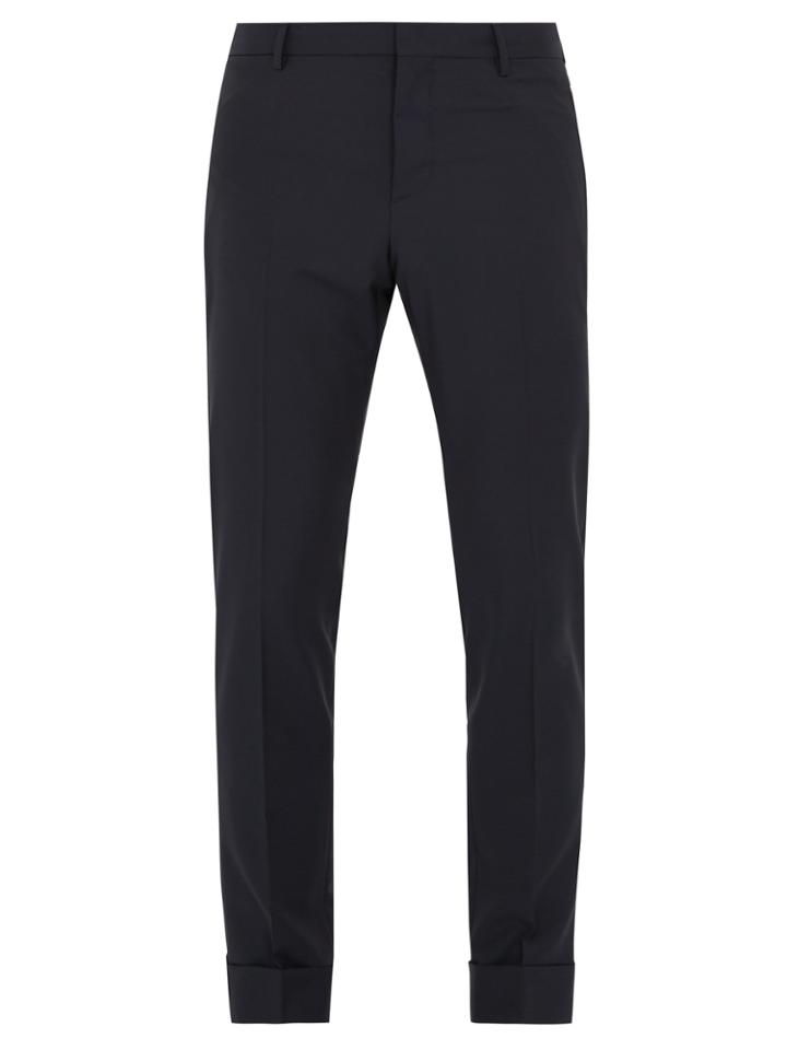 Valentino Slim-leg Turn-up Wool-blend Trousers