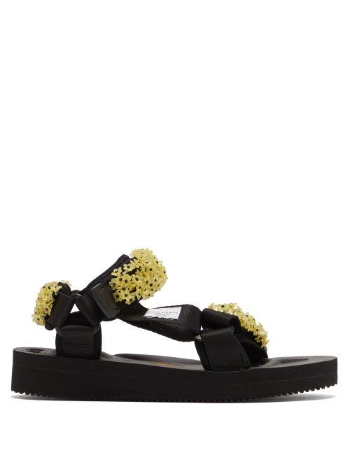 Matchesfashion.com Cecilie Bahnsen - X Suicoke Maria Beaded Velcro-strap Sandals - Womens - Black Yellow