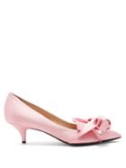 No. 21 Point-toe Bow Satin Pumps