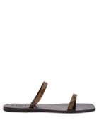 Matchesfashion.com A.emery - Lola Snakeskin Effect Double Strap Slides - Womens - Brown