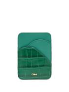 Matchesfashion.com Chlo - Walden Crocodile-embossed Leather Cardholder - Womens - Green