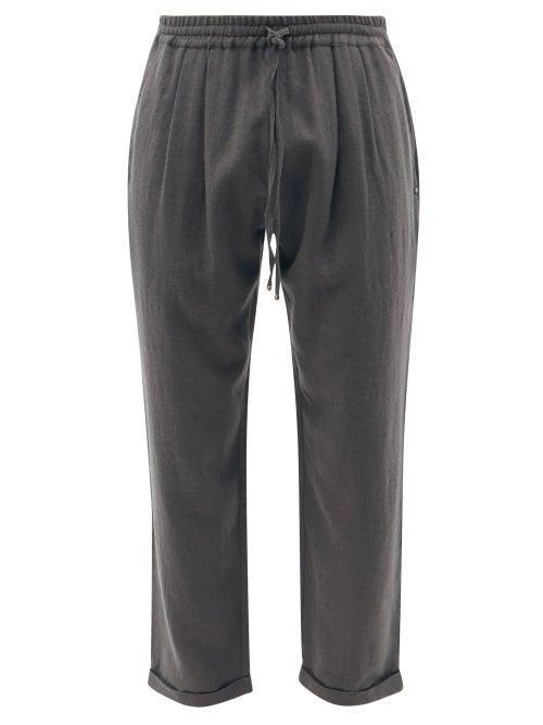 Pro - Drawstring-waist Wool-twill Trousers - Mens - Grey