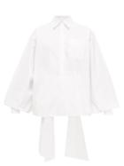 Matchesfashion.com Valentino - Back-ties Cotton-blend Poplin Shirt - Womens - White