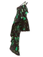 Matchesfashion.com Marine Serre - Shamanic Print Satin Mini Dress - Womens - Black Green