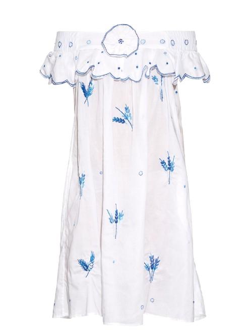 Thierry Colson Pippa Dandelion Off-the-shoulder Cotton Dress