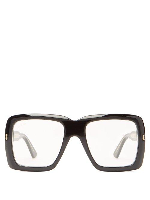 Matchesfashion.com Gucci - Oversized Square Frame Acetate Glasses - Mens - Black