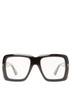 Matchesfashion.com Gucci - Oversized Square Frame Acetate Glasses - Mens - Black