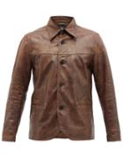 Rrl - Patinated Grained-leather Jacket - Mens - Brown