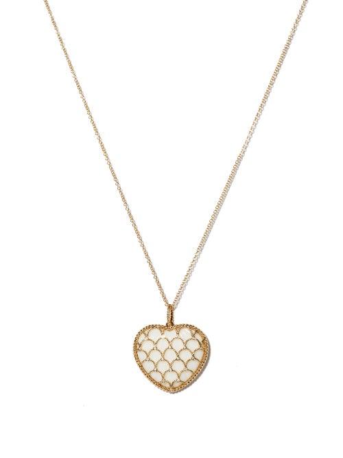 Matchesfashion.com Yvonne Lon - Diamond, Agate & 9kt Gold Heart Pendant Necklace - Womens - Yellow Gold