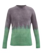 Matchesfashion.com The Elder Statesman - Ribbed Tie-dye Cashmere Sweater - Mens - Black Green