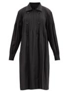 Matchesfashion.com Pleats Please Issey Miyake - Double-breasted Technical-pleated Jersey Coat - Womens - Black