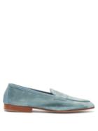 Mens Shoes Edward Green - Polperro Leather-trimmed Suede Penny Loafers - Mens - Blue