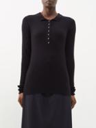 Raey - Responsible Merino Wool Knitted Polo Shirt - Womens - Navy