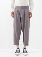 Ymc - Creole Cropped Organic-cotton Trousers - Mens - Grey