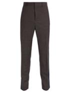 Matchesfashion.com Prada - Micro Checked Slim Leg Wool Trousers - Mens - Dark Grey