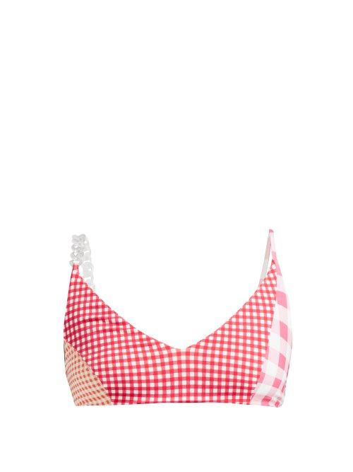 Matchesfashion.com Marysia - Suffolk Gingham Patchwork Bikini Top - Womens - Red White