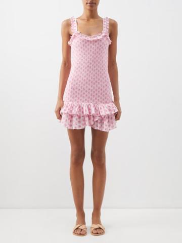 Loveshackfancy - Breyer Floral-print Smocked-cotton Mini Dress - Womens - Pink Print