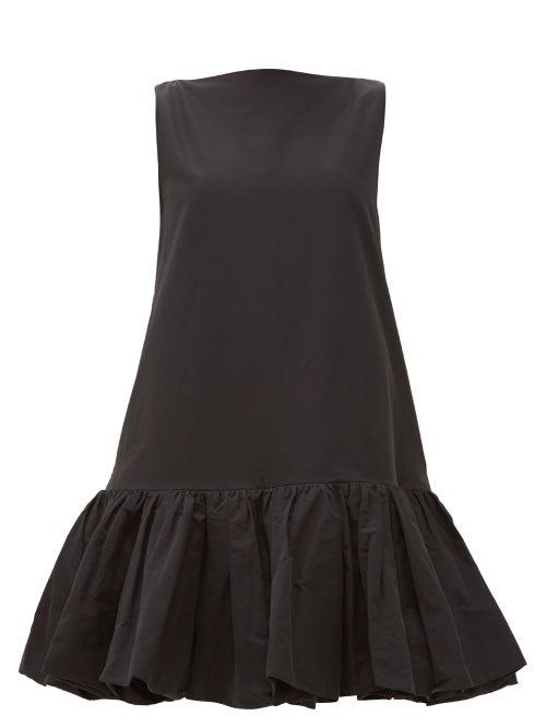 Matchesfashion.com Valentino - Ruffled-hem Cotton-blend Micro-faille Mini Dress - Womens - Black